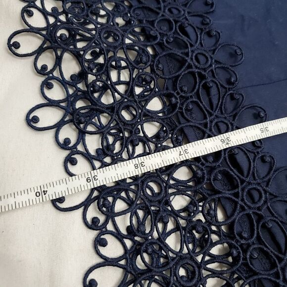 KARL LAGERFELD navy dress sleeveless crochet hem shift 16 - Picture 8 of 9